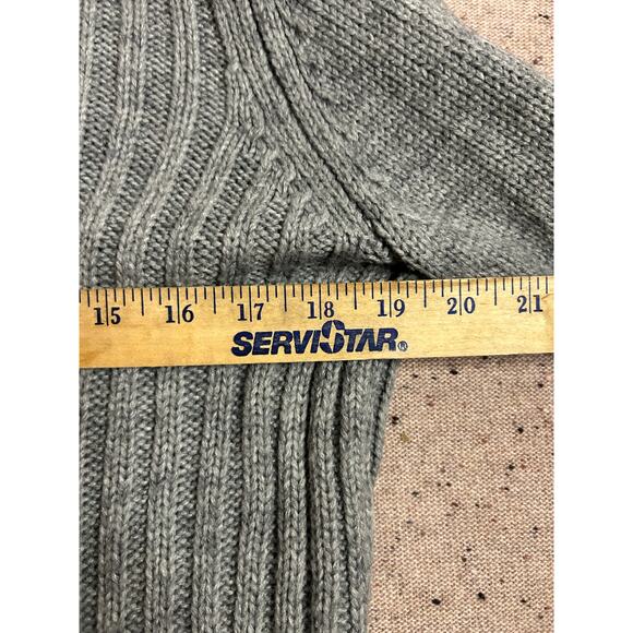 Vintage Perry Ellis Gray Wool Blend Cable Knit Sweater Large Cozy Academia - Picture 5 of 10